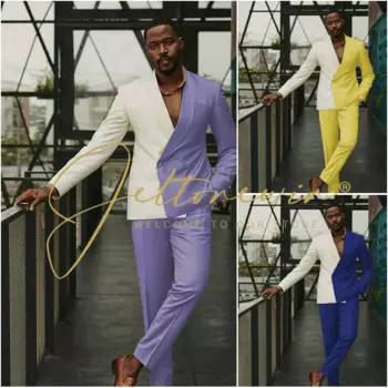 2 шт., мужской облегающий костюм из блейзера и брюк