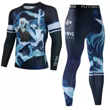 2 шт. мужской спортивный костюм Муай Тай для ММА кикбоксинга BJJ Rashguard футболки спортивный костюм для фитнеса комплект 13