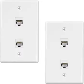 2 шт., настенная пластина Ethernet с 2 портами, Женский и женский разъем Cat6, Белая настенная розетка RJ45 Keystone