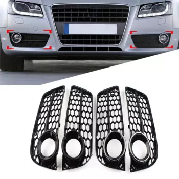 2 шт. передний бампер, противотуманная фара, решетка сотовой сетки для Audi A5 2008 2009 2010 2011, черный, внешние аксессуары для автомобиля
