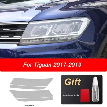 2 шт., Прозрачная Черная защитная пленка для автомобильных фар Volkswagen VW Tiguan 2017-2020