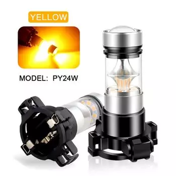2 шт. PY24W светодиодные Canbus No Hyper Flash PY24W 5200 5200s 12190NA PY24WNA светодиодные сигнальные лампы без ошибок янтарно-желтый