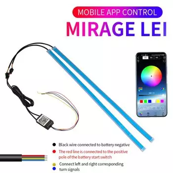 2 Шт. RGB Дневные Ходовые Огни DRL С Управлением Через Приложение Универсальная Гибкая Светодиодная Лента С Указателем Поворо...