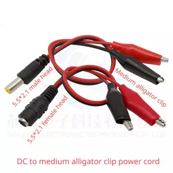 2 шт. штекер питания постоянного тока на средний крокодиловый зажим-кабель 5,5*2,1 мм контрольный Штекерный и гнездовой разъем кабель тестирования питания постоянного тока
