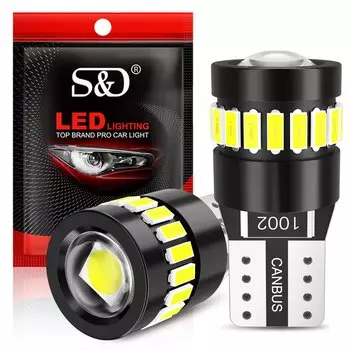 2 шт., Сверхъяркие автомобильные фонари T10 W5W, 12 В