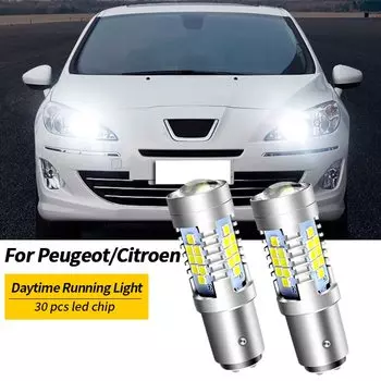 2 шт. светодиодные дневные ходовые огни DRL, лампа Canbus P21/5W 1157 BAY15D для Citroen DS4 Peugeot RCZ 408 308 Renault Kangoo