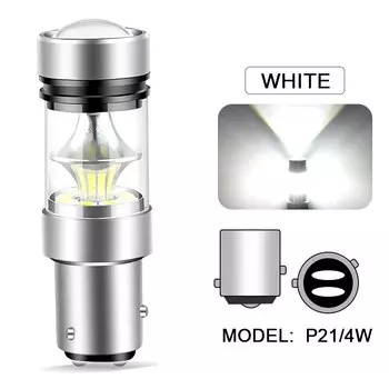2 шт. светодиодные лампы BAZ15D P21/4W, супер яркие автомобильные фонари, красные, белые стоп-сигналы, лампа заднего хода DRL 12 В