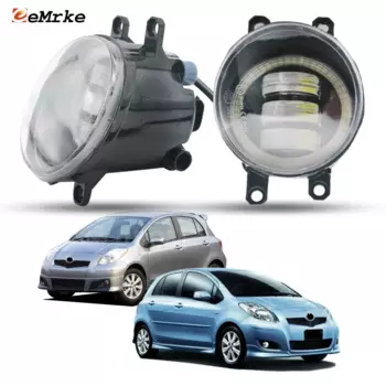 2 шт. светодиодные противотуманные фары PTF для Toyota Vitz Yaris S 2008 2009 2010 2011 с прозрачными линзами Angel Eyes Автомобильные DRL дневные ходовые огни