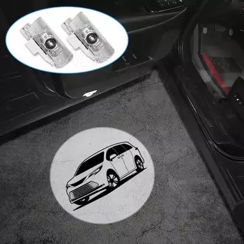 2 шт. светодиодный автомобильный дверной лазерный проектор с логотипом, украшение призрачного теневого света для Toyota Sienna 2004-2021 2022 2023 XL20 XL30