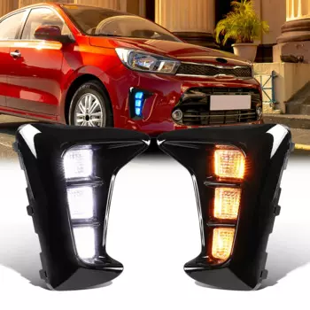 2 шт. светодиодный DRL передний бампер для KIA PEGAS 2018-2023 дневные ходовые огни противотуманные фары желтый указатель поворота 12 В
