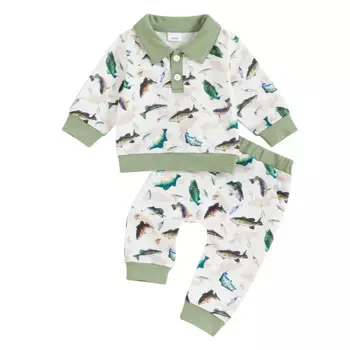 2 шт., Свитшот и штаны с принтом рыбы