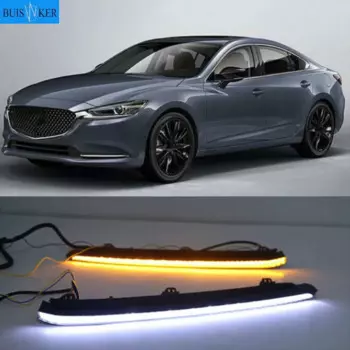 2 шт течет желтый указатель поворота Водонепроницаемый, АБС-пластик, автомобильный DRL лампа Светодиодный дневной светильник для Mazda 6 Atenza 2020 2021