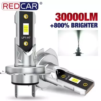 2 шт. Turbo H7 светодиодные фары размера 1:1, мини-налобные фары 3570 CSP, беспроводные Plug & Play 6000K, белые, 12 В, автомобильные светодиодные лампы для фар