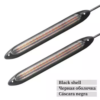 2 шт. универсальные автомобильные светодиодные дневные ходовые огни сканирования водонепроницаемая полоса фар последовательный поток желтый указатель поворота белый DRL свет