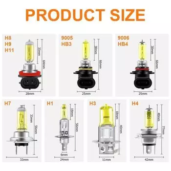 2 шт. желтый H1 H3 H4 H7 H8 H11 9005 9006 галогенная лампа 3000K 12 В стеклянная лампа фары ксеноновые автомобильные кварцевые 55 Вт противотуманные фары
