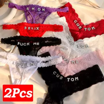 2 шт., женские кружевные трусики-стринги с заниженной талией