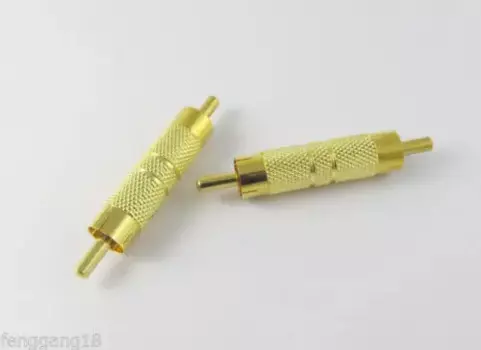 2 шт., золотой разъем RCA «папа» на RCA Phono, кабельный соединитель, разъем AV-аудио адаптера
