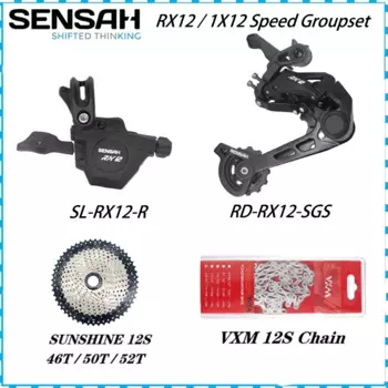 2 скоростные переключатели SENSAH RX12 1x1, групсет триггерный переключатель передач, рычажный задний переключатель, солнечный свет, кассета 46T 50T 52T VXM Chain