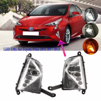 2 светодиодные фары ДХО для Toyota Prius 2016 2017 2018, противотуманные фары, противотуманные фары, передний бампер, противотуманные фары, аксессуары для освещения