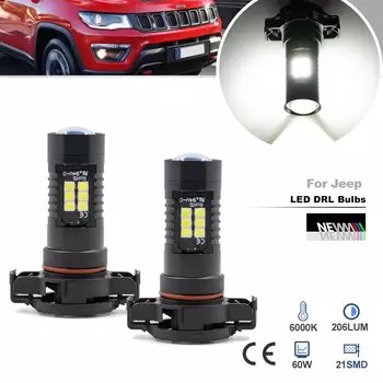 2 светодиодных дневных ходовых огня для Jeep Compass 2017 2018 2019 2020 2021 Canbus PSX24W PSX24 2504 DLRs Лампа парковки дневного света