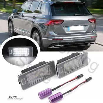 2 светодиодных фонаря номерного знака для VW Tiguan 2014- Golf 6 7 Plus Jetta 6 Passat B6 B7 Variant Sharan 7N Touran Touareg polo