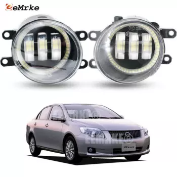 2 светодиодных противотуманных фар для Toyota Corolla Aixo Fielder 2006 2007 2008 2009 2010 2011 Автомобильная фара PTF с ангельскими глазами DRL + линза