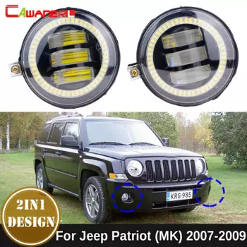2 светодиодных противотуманных фонаря «ангельские глазки», 30 Вт, автомобильные правые + левые противотуманные фары Canbus дневного света DRL для Jeep Patriot (MK) 2007 2008 2009