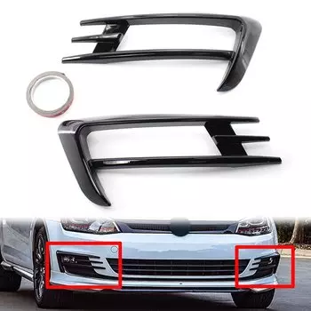2 szt. do VW Golf 7 MK7 2014 2015 2016 2017, przedni zderzak, противотуманная фара, лампа для бровей, ветровой нож, глянцевый черный ABS, автомобильные аксессуары