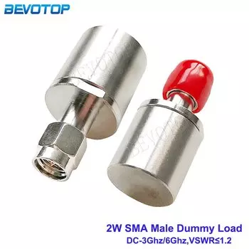 2 Вт DC-3G/6 ГГц 50 Ом SMA штекер RF коаксиальный терминал фиктивный разъем нагрузки латунные прямые коаксиальные RF адаптеры никелированные