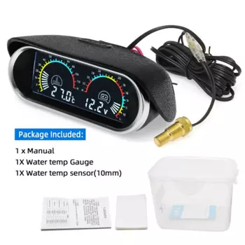 2 в 1 ЖК-цифровой автомобильный датчик температуры воды + вольтметр датчик температуры воды 1/8NPT-10 ~ 120 ° C с сигнализацией для автомобиля 12В 24В