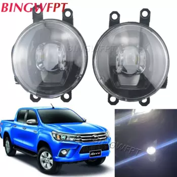 2 X Автомобильные противотуманные фары с правой и левой планкой для Toyota Hilux Revo Rocco SR5 2015-2019 30 Вт, противотуманные дневные ходовые огни для грузовика, DRL 12 В