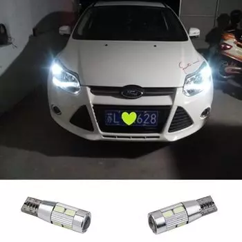 2 X T10 LED W5W Автомобильная светодиодная лампа 12 В с линзами проектора для Ford Focus 3 2 1 mondeo mk4 transit fiesta fusion