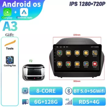 2DIN Android 14 для Hyundai Tucson 2 LM IX35 2009-2015 Стерео головное устройство Carplay Экран WIFI Автомобильное радио Мультимедийная навигация