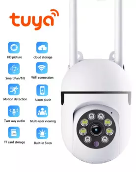 2MP 1080P Tuya APP Полноцветное ночное видение PTZ IP купольная камера AI Гуманоид Автоматическое отслеживание Домофон Радионяня