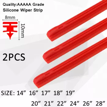 2 шт., щетка стеклоочистителя автомобиля, вставка для автомобиля, красная силикагелевая полоса, сменный блок 8 мм, мягкие 14 "16"17 "18" 19 "20" 21 "22" 24 "26" 28", аксессуары