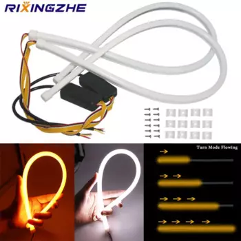 2 шт. DRL плавные светодиодные ленты автомобильные ходовые огни ангельские глазки светодиодные 30 см 45 см 60 см трубчатые полосы дневные ходовые огни гибкие светодиодные