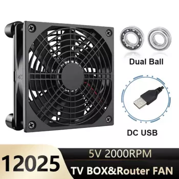 2Pcs Gdstime 120MM двойной шарик TV BOX кулер вентилятор 5V USB беспроводной маршрутизатор кулер 120x120x25mm DIY винты защитный вентилятор охлаждения сети