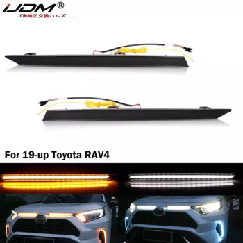 2 шт. светодиодные дневные ходовые огни для Toyota RAV4, капот двигателя автомобиля, вентиляционная крышка, украшение DRL и указатель поворота 19+