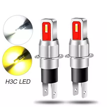 2PCS H3C Супер яркие автомобильные фары Противотуманные фары H3 2400LM Дневные фары Дневные ходовые фары Автомобильные фары Белый 12V 6000K Желтый 3000K