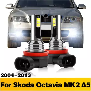 2 шт. светодиодные лампы автомобиля передние противотуманные фары H8 H11 H16JP лампы для SKODA Octavia MK2 A5 2004 2005 2006 2007 2008 2009 2010 2011 2012 2013