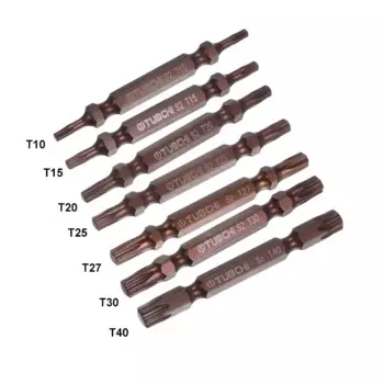 Двухсторонняя звездообразная отвертка T10, T15, T20, T25, T27, T30, T40, 65 мм, прецизионный магнитный шестигранный хвостовик, сталь S2, 1/4 дюйма, электроинструменты, 2 шт.