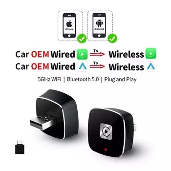 2в1 Беспроводной адаптер CarPlay Android Auto Smart Mini Box Plug And Play Wi-Fi Быстрое подключение для Nissan Volvo Benz Audi VW