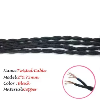 2x0,75 винтажный электрический трос, витой кабель, плетеный тканевый провод в стиле ретро, сделай сам, светодиодный подвесной светильник, провод, винтажный шнур для лампы