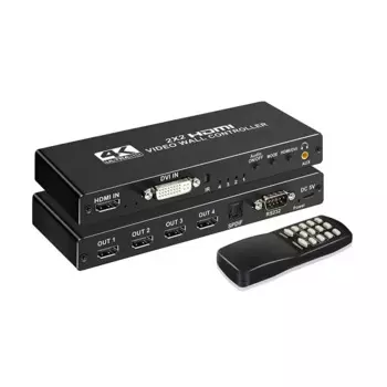 2x2 настенный видеоконтроллер 1x2 1x3 1x4 2x1 3x1 4x1 4x1 4K DVI HDMI настенный видеоконтроллер устройство для сращивания телевизора процессор для сшивания с несколькими экранами