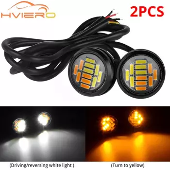 2X 23 мм 4014 12Smd Eagle Eye указатель поворота белый желтый дневной свет водонепроницаемый противотуманный фонарь Drl ходовые огни точечные резервные автомобильные двигатели светодиодные