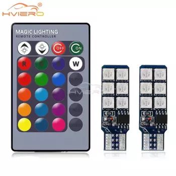 2X автоматическая лампа для украшения интерьера T10 W5W 5050 атмосферный светильник RGB 12SMD пульт дистанционного управления красочные светодиодные автомобильные аксессуары для чтения