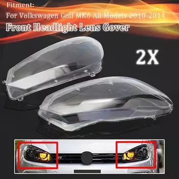 2X автомобильный абажур, прозрачная передняя фара, линзы для фар, пылезащитный чехол CP8149 для VW для Volkswagen Golf 6 MK6 GTI R 2010-2014