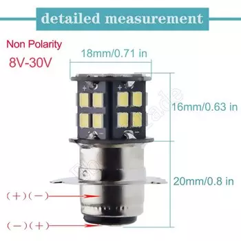 2x Белый Мотоцикл P15D-25-3 головной светильник 6V 12V Светодиодный 2835 30smd Мопед Скутер ATV фары головного лампа Алюминий светильник