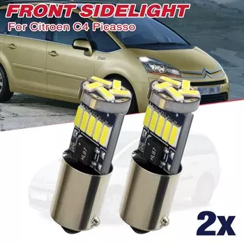 2X Citroen C4 Grand Picasso SMD 15smd 4014 Ксеноновые Белые Передние Боковые Парковочные Светодиодные Индикаторные Лампы BA9S...