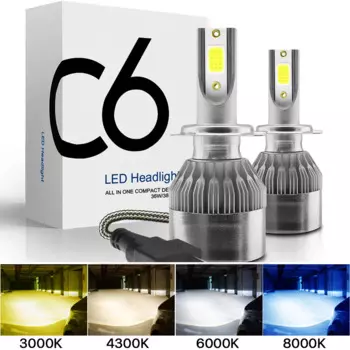 2x H7 LED H11 H4 Hi/Lo H1 H3 H8 HB1 HB3 HB4 HB5 HIR2 H13 H27 9005 9006 Автомобильные фары 3000K 6000K 8000K COB C6 автомобильные фары